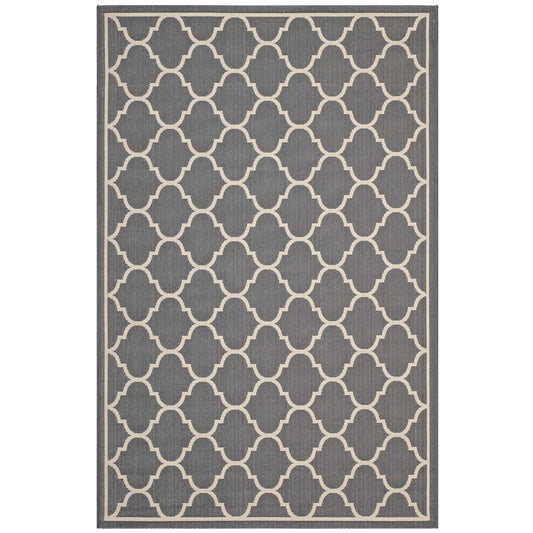 area rugs | CasaFoyer Avena Moroccan Quatrefoil Trellis 5x8 Indoor/Outdoor Area Rug | Durable, Soft, Fade & Stain Resistant | Gray/Beige | casafoyer.myshopify.com