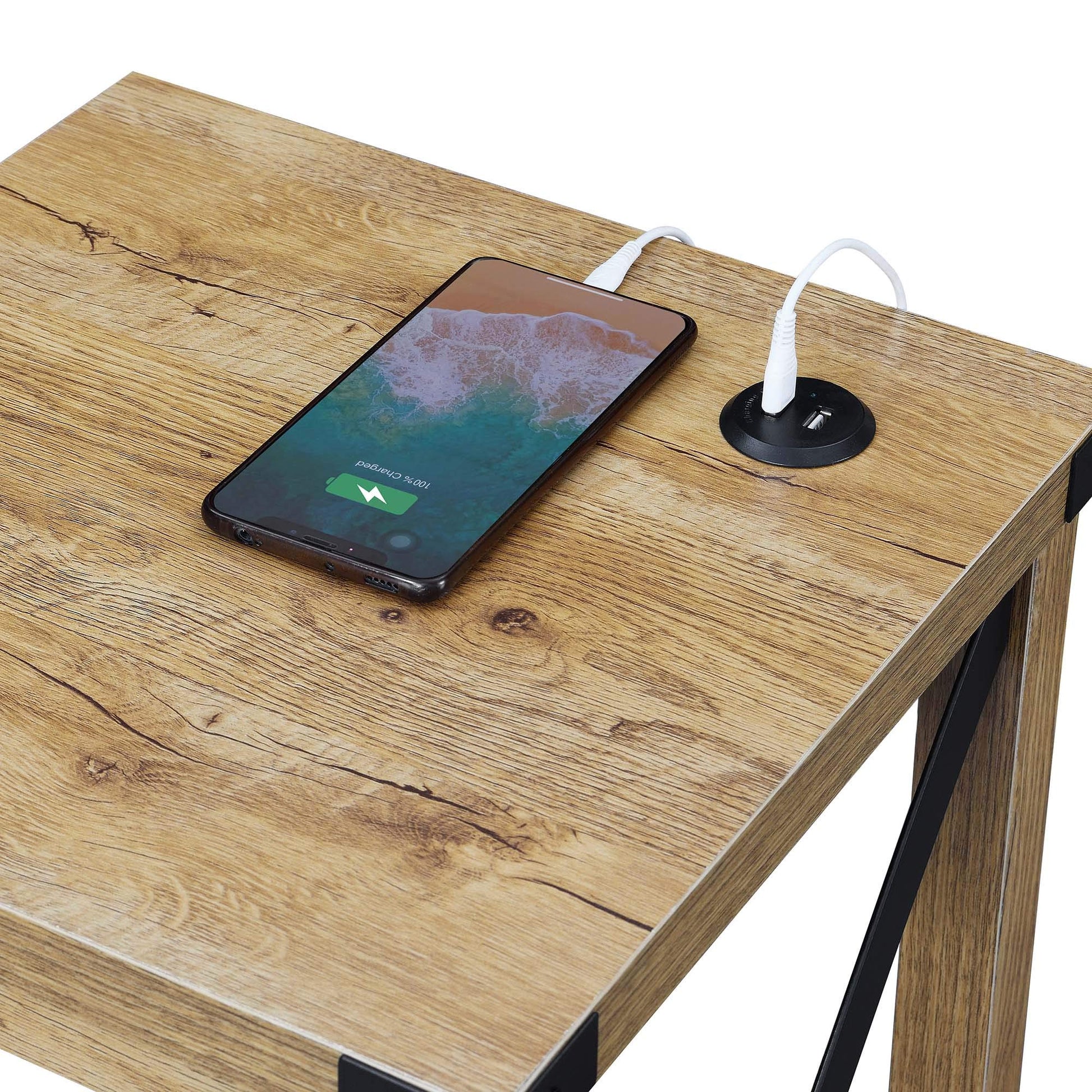 TABLE | Durango End Table | Charging Station & Shelf | USB Ports | Cord Management | Industrial-themed Furniture | Durable Construction | Ergode | casafoyer.myshopify.com
