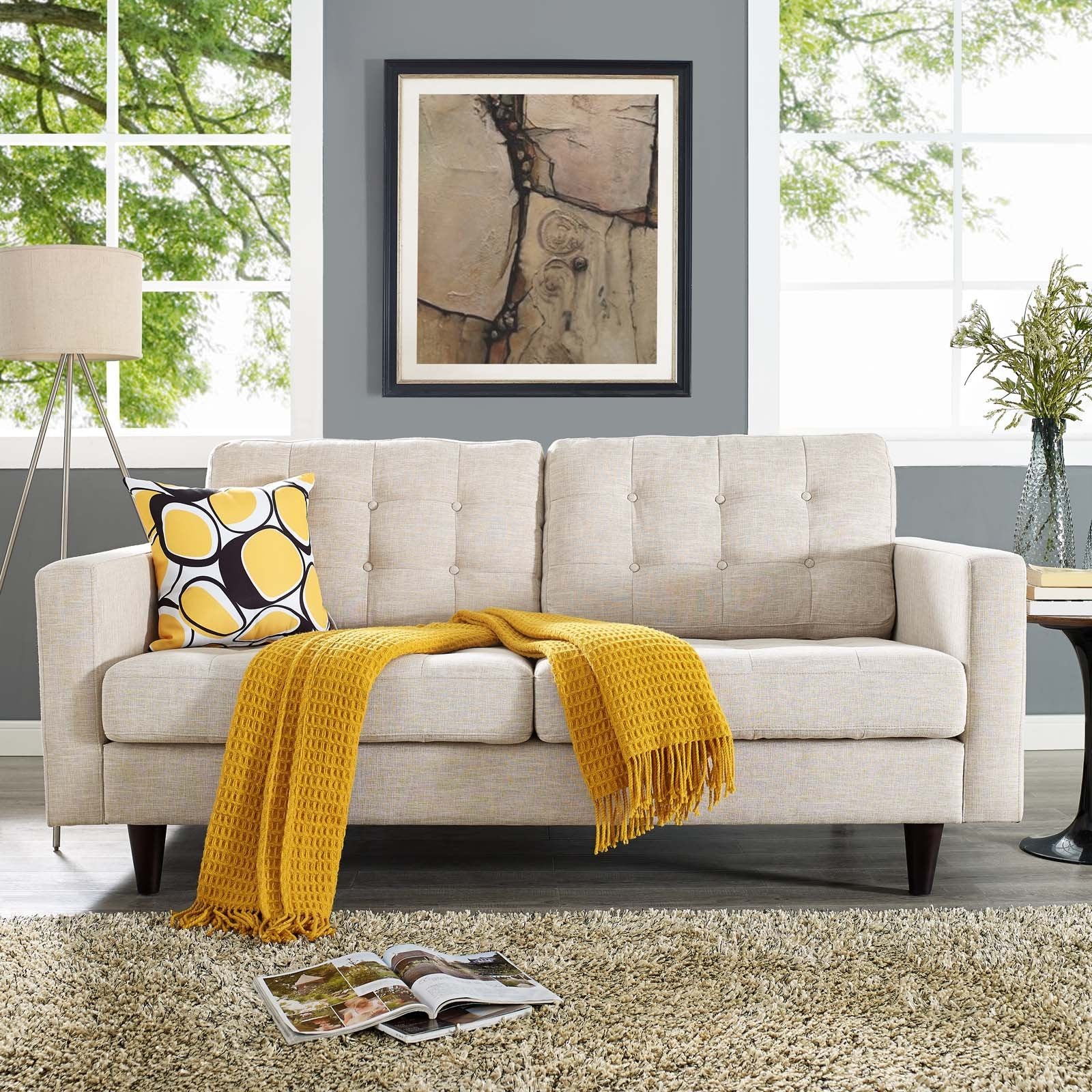 ottomans | CasaFoyer Empress Exquisite Design Tufted Loveseat | Luxurious Cushions | Elegant Armrests | Solid Wood Legs | Floor Protection | Beige | casafoyer.myshopify.com