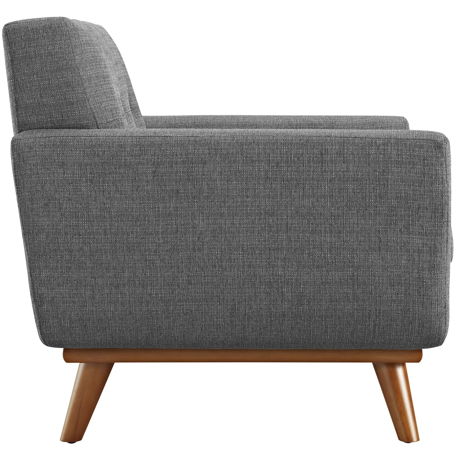 Chair | Engage Plush Armchair | Tufted Buttons | Lounging, Relaxing, Conversations | Cherry Wood Legs | Gray Fabric | casafoyer.myshopify.com