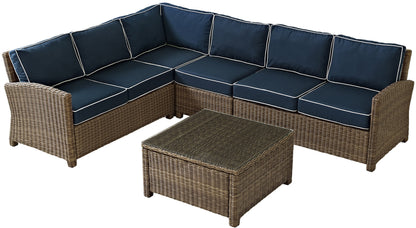 Patio Furniture Sets | CasaFoyers Bradenton Collection | All-Weather Wicker Sectional | Navy Cushions | Modular Design | Outdoor Entertainment Set | casafoyer.myshopify.com