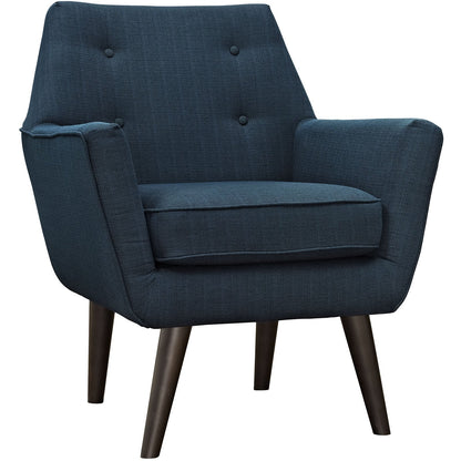 home office desk chairs | CasaFoyer Posit Armchair | Mid-Century Modern Design | Espresso Stained Legs | Polyester Upholstery | Finely Stitched Buttons | Azure | casafoyer.myshopify.com