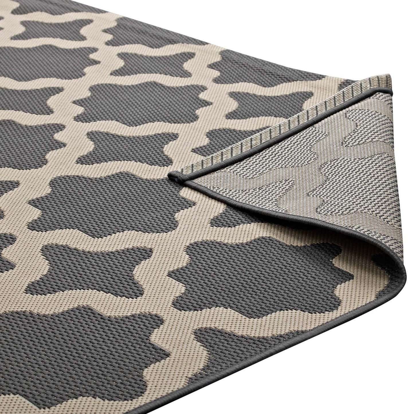 area rugs | CasaFoyer Cerelia Moroccan Trellis 5x8 Indoor/Outdoor Area Rug | Durable, Fade & Stain Resistant | Low Pile Weave | Rubber Bottom | Gray/Beige | casafoyer.myshopify.com