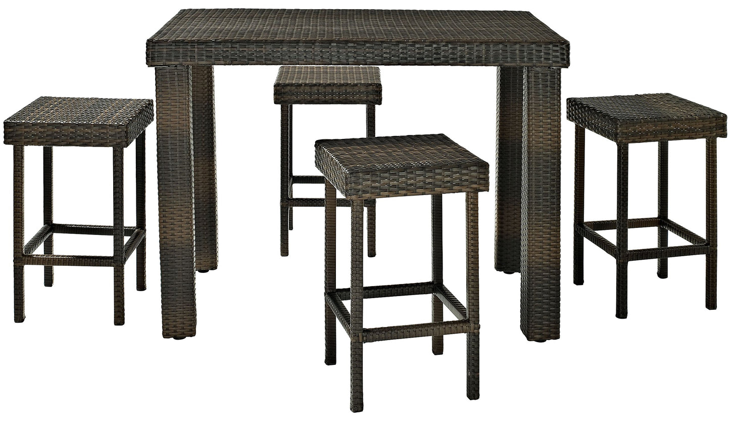 Dining Table | Al Fresco Dining Set | All-Weather Wicker | Sleek Design | Table & Four Stools | casafoyer.myshopify.com