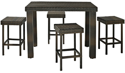 Dining Table | Al Fresco Dining Set | All-Weather Wicker | Sleek Design | Table & Four Stools | casafoyer.myshopify.com