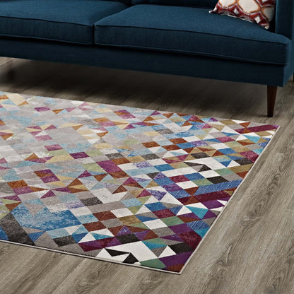 Carpet & Rugs | CasaFoyer Lavendula Triangle Mosaic Area Rug | Geometric Pattern | Durable Polypropylene | Rubber Bottom | Vibrant Design | Low Pile | Non-Shedding | Stain-Resistant | Easy to Maintain | 4x6 Size | casafoyer.myshopify.com