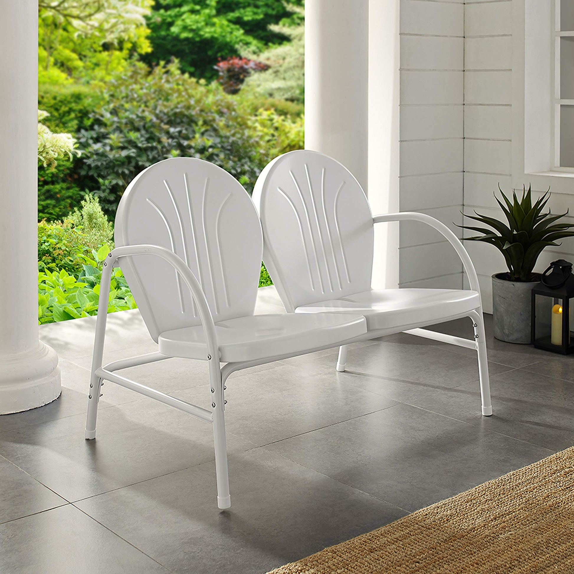 Sofa & chair Sets | Griffith Metal Outdoor Loveseat | Durable Steel Construction | Ultimate Relaxation | White Finish | casafoyer.myshopify.com