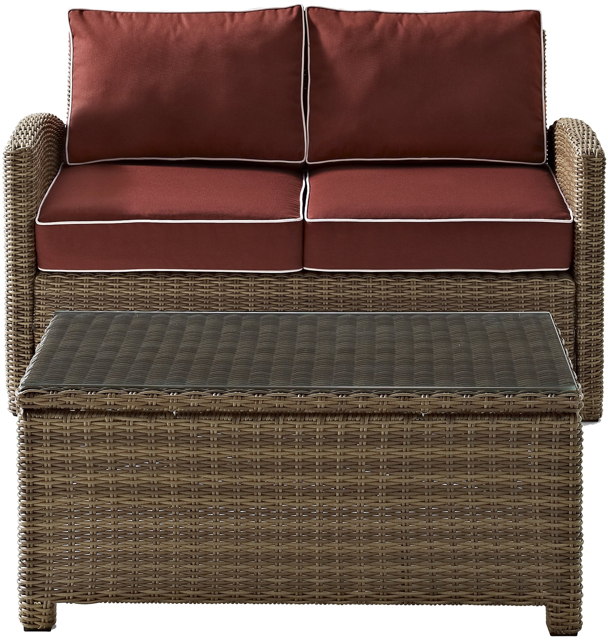 Patio Furniture Sets | CasaFoyers Bradenton Collection | Exquisite All-Weather Wicker Outdoor Seating Set | Durable & UV Resistant | Loveseat & Glass Top Table | casafoyer.myshopify.com