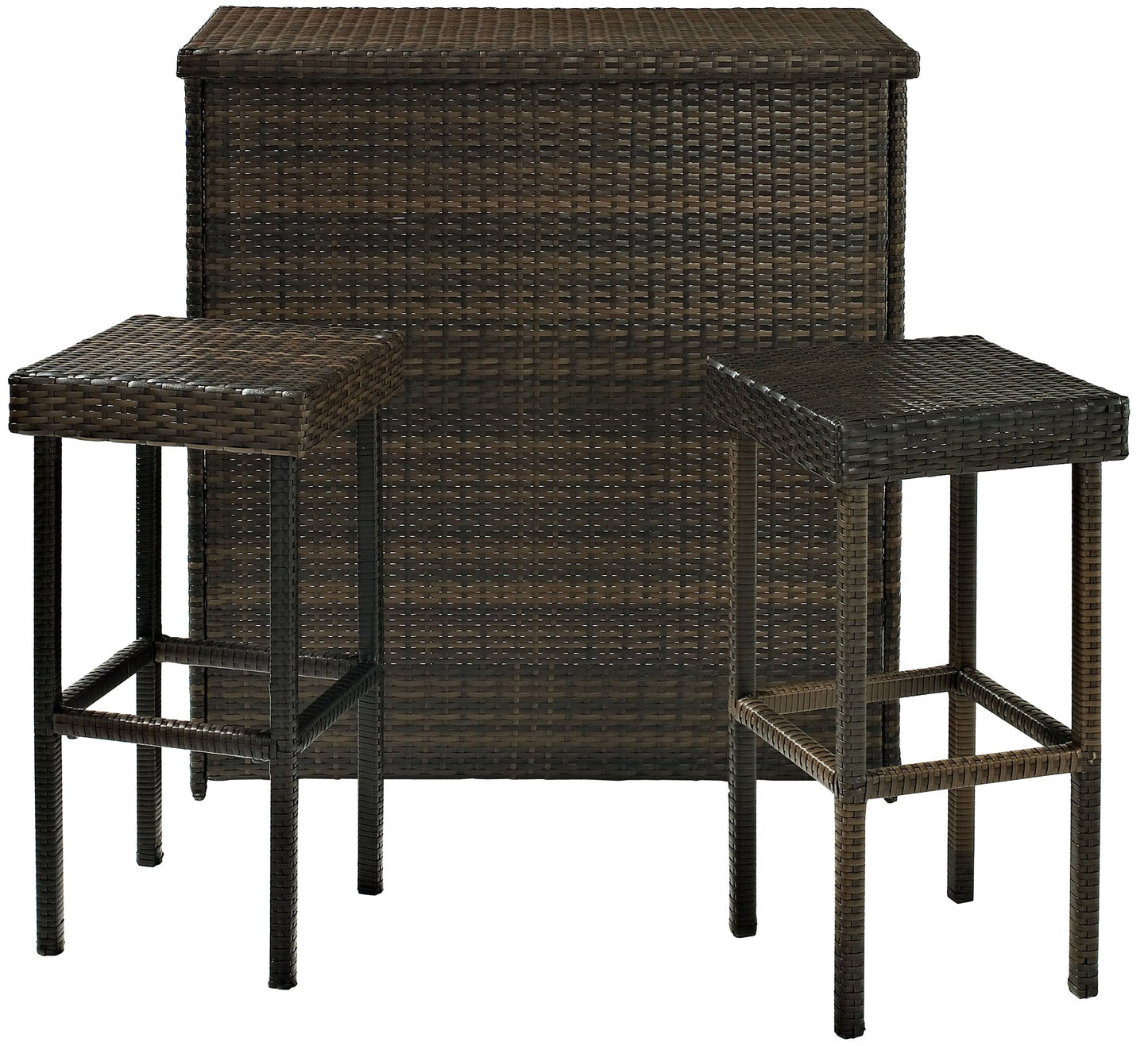 Patio Furniture Sets | Elegant Outdoor Resin Wicker Bar Set | Sleek Design | Ample Storage | Durable Steel Frames | Weather Resistant | Bar & Two Stools | casafoyer.myshopify.com