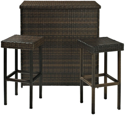 Patio Furniture Sets | Elegant Outdoor Resin Wicker Bar Set | Sleek Design | Ample Storage | Durable Steel Frames | Weather Resistant | Bar & Two Stools | casafoyer.myshopify.com