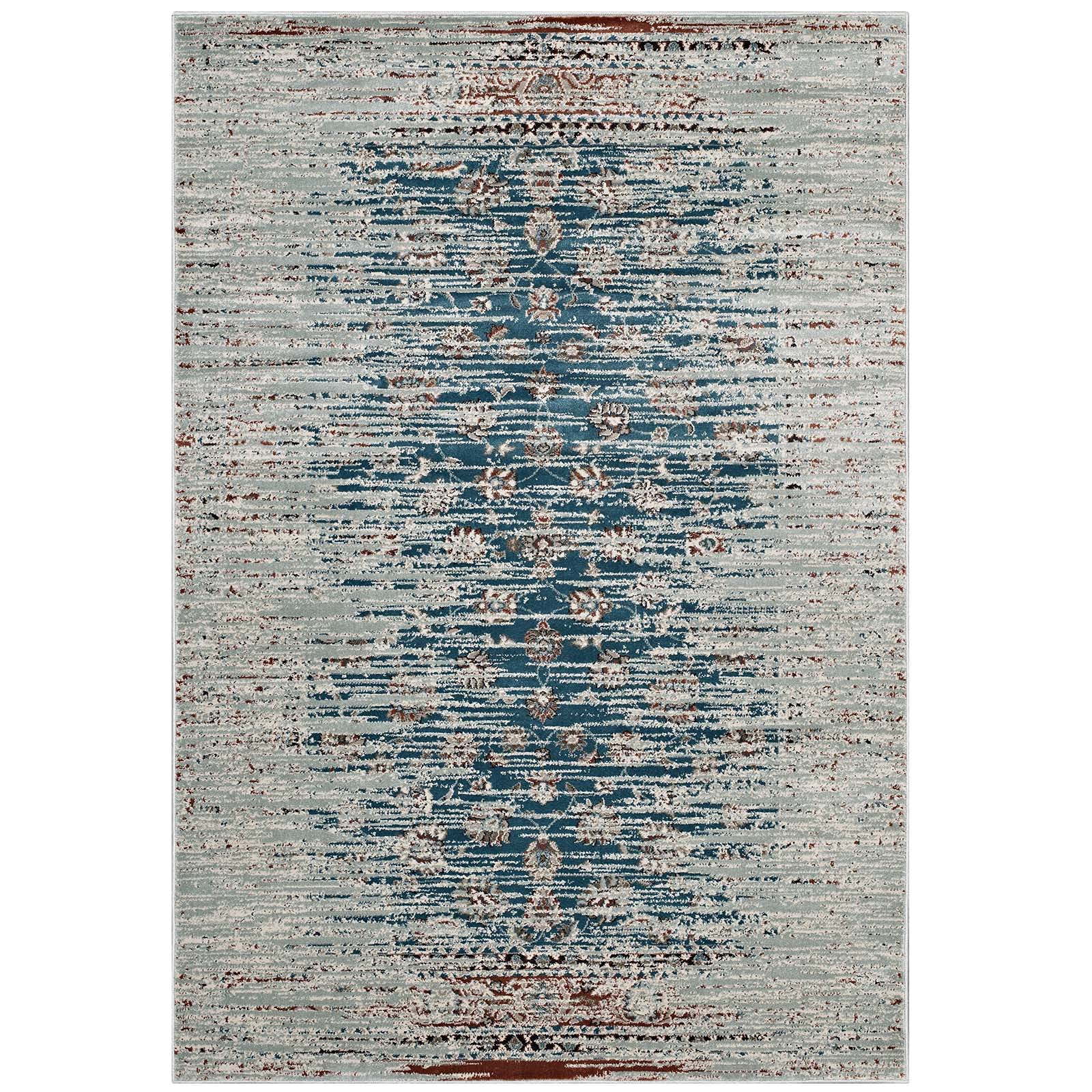 area rugs | CasaFoyer Hesper Distressed Contemporary Floral Lattice Area Rug | Teal, Beige, Brown | 8x10 | Stain-Resistant | Easy to Maintain | Durable Polypropylene Yarn | Ideal for Various Rooms | Cozy Play Area | Hassle-Free Decor Update | casafoyer.myshopify.com