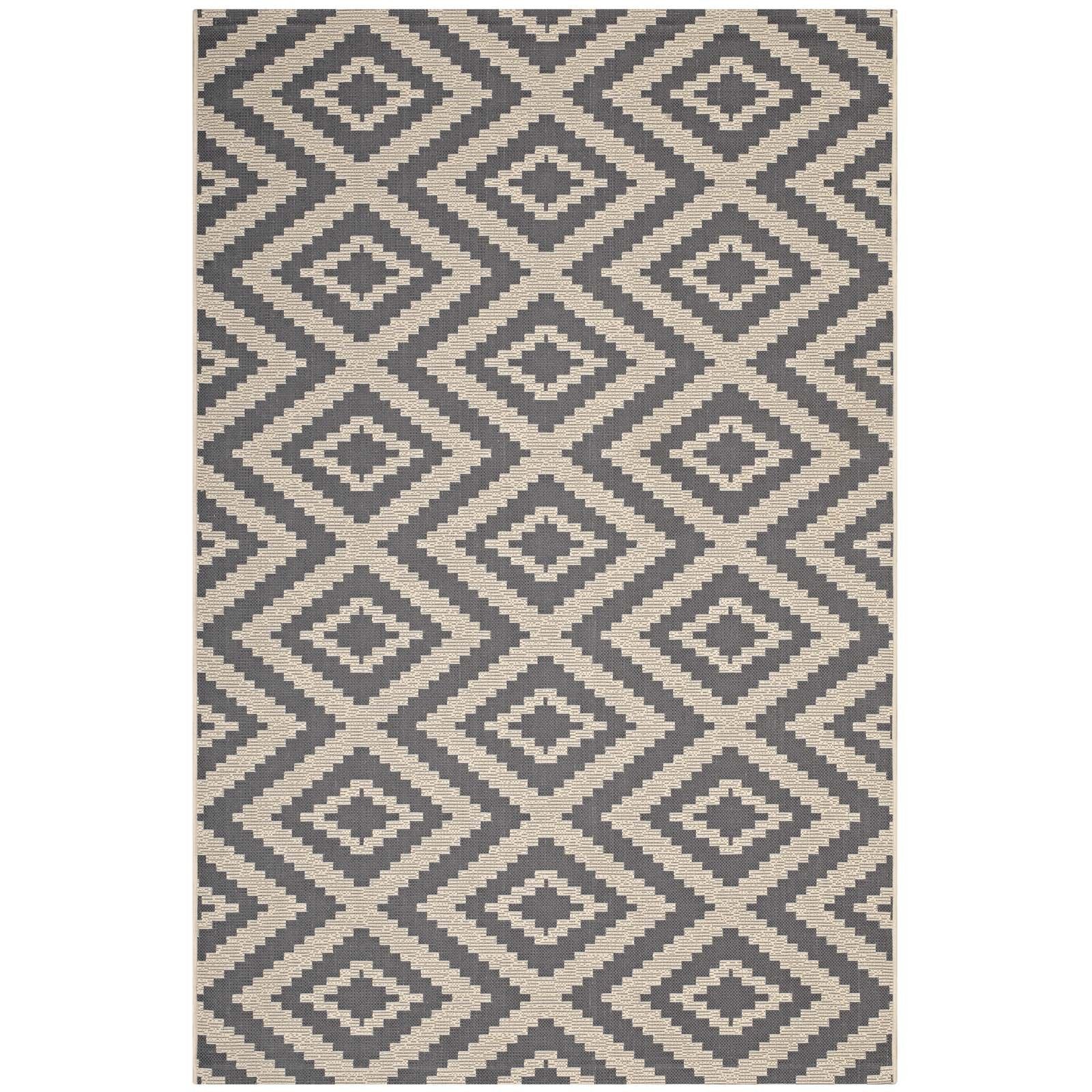 Carpet & Rugs | CasaFoyer Jagged Geometric Diamond Trellis Indoor/Outdoor Area Rug | Durable, Stylish, Family-Friendly | Gray/Beige | 5x8 | casafoyer.myshopify.com