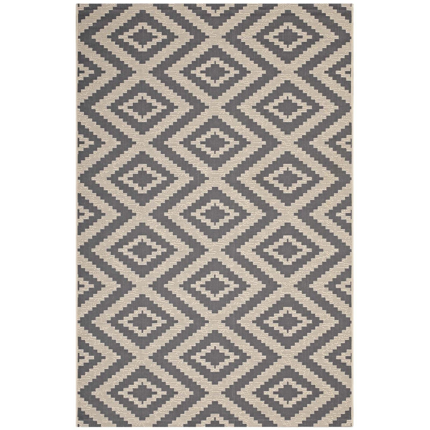 Carpet & Rugs | CasaFoyer Jagged Geometric Diamond Trellis Indoor/Outdoor Area Rug | Durable, Fade & Stain Resistant | 8x10 | Gray/Beige | casafoyer.myshopify.com