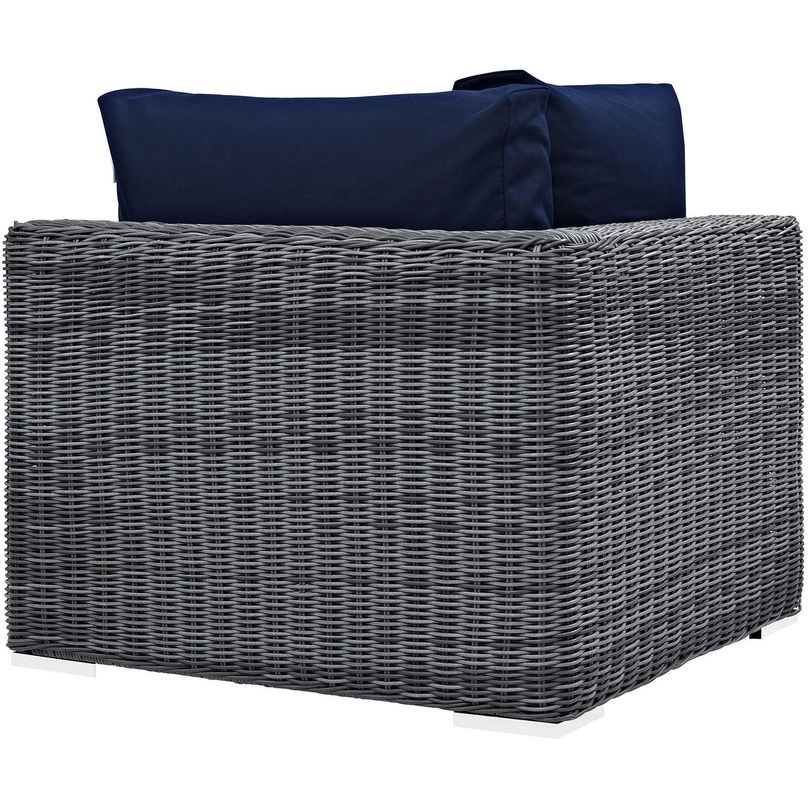 Patio Furniture Sets | Summon Outdoor Patio Corner Sofa Chair | Two-Tone Rattan | Sunbrella Cushions | Aluminum Frame | casafoyer.myshopify.com