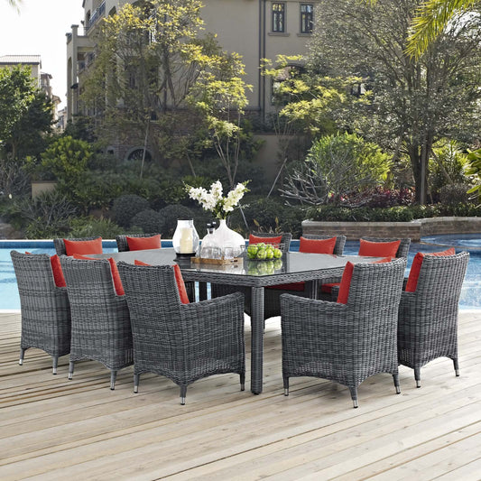 kitchen and dining room sets | CasaFoyer Summon Outdoor Patio Dining Table Set | 11-Piece | Sunbrella Cushions | Synthetic Rattan Weave | Ultimate Outdoor Comfort | casafoyer.myshopify.com