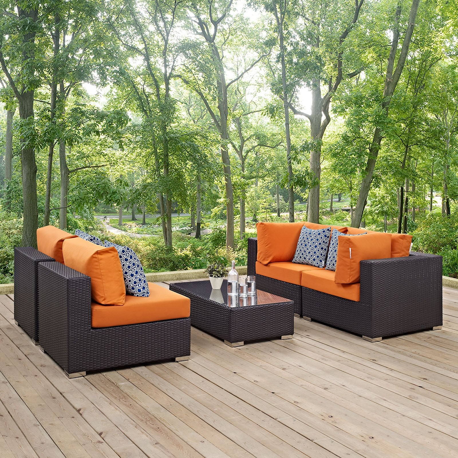 kitchen and dining room sets | CasaFoyer Convene Outdoor Sectional Set | Durable Rattan Weave | Weather-Resistant Cushions | 5-Piece Patio Sofa Set | casafoyer.myshopify.com