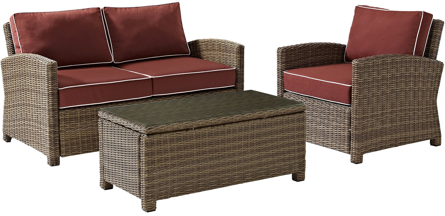 Chair | CasaFoyers Bradenton Collection | Exquisite All-Weather Wicker Outdoor Seating Set | Loveseat, Arm Chair & Glass Top Table | Durable & UV-Resistant Cushions | casafoyer.myshopify.com