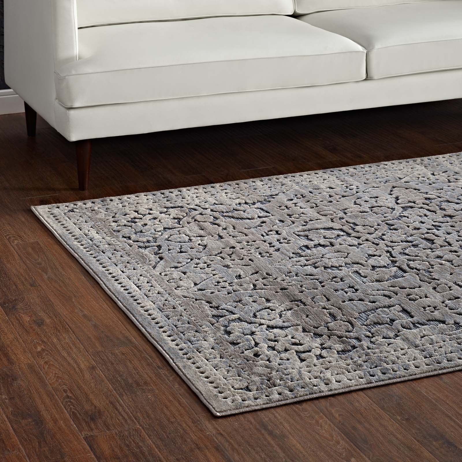 Carpet & Rugs | CasaFoyer Margarida Distressed Vintage Turkish Area Rug | Intricate Design | Durable Blend | Rubber Bottom | Versatile & Family-Friendly | 8x10 Blue/Cream | casafoyer.myshopify.com