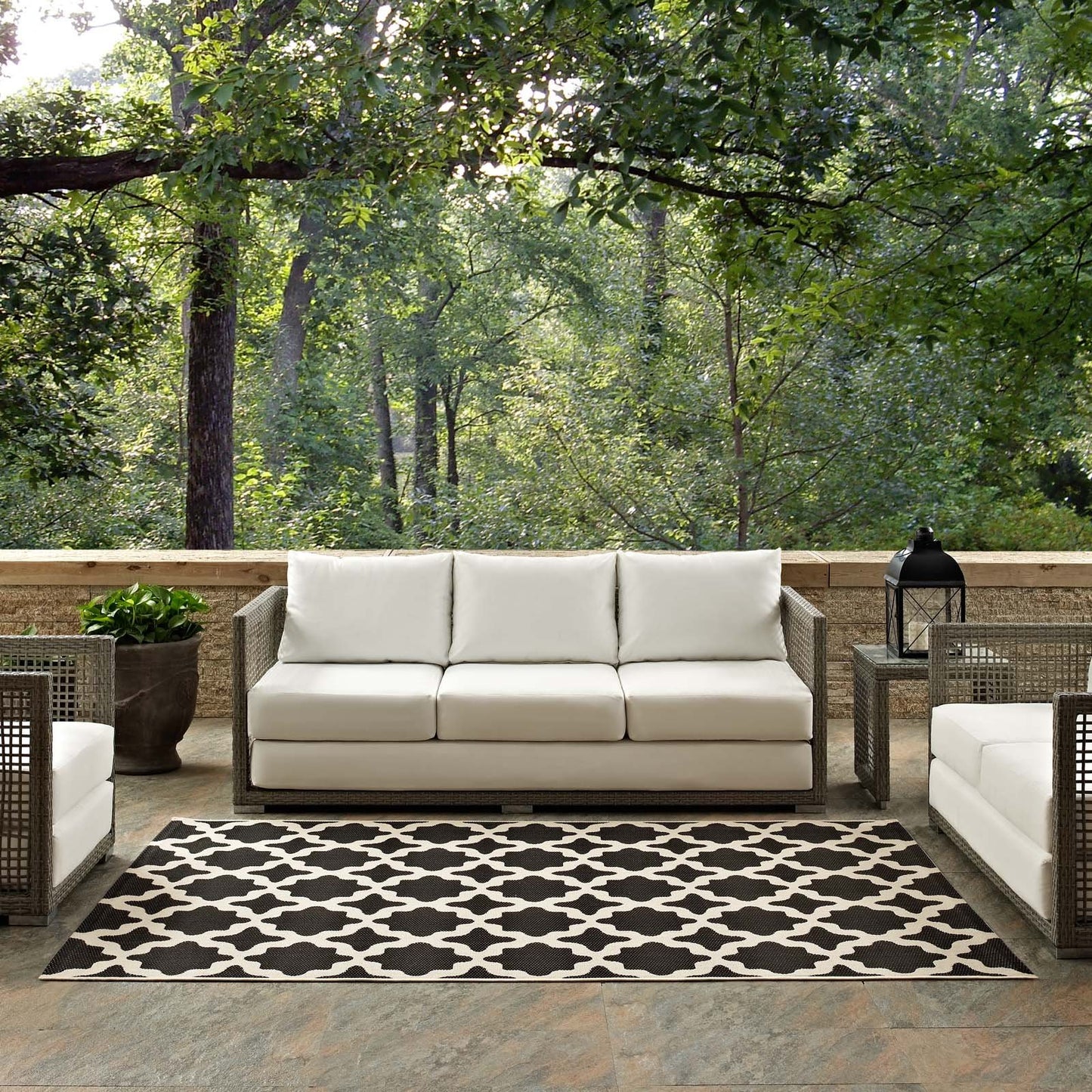 Carpet & Rugs | CasaFoyer Cerelia Moroccan Trellis 8x10 Indoor/Outdoor Area Rug | Durable, Soft, Weatherproof | Family-Friendly, Easy to Clean | Black/Beige | casafoyer.myshopify.com