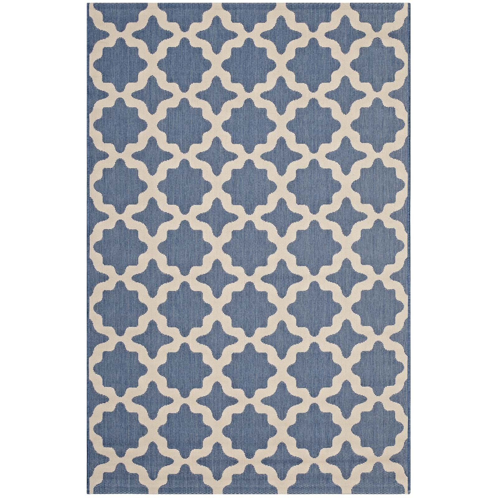Carpet & Rugs | CasaFoyer Cerelia Moroccan Trellis 8x10 Indoor/Outdoor Area Rug | Durable, Fade & Stain Resistant | Blue/Beige | Perfect for Patio, Porch, Deck | Easy to Maintain | Safe for Kids & Pets | Protect Floors & Add Style | casafoyer.myshopify.com