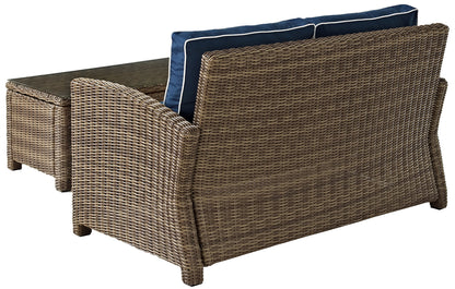 Patio Furniture Sets | CasaFoyers Bradenton Collection | Exquisite Outdoor Wicker Seating Set | Navy Cushions | Loveseat & Glass Top Table | Durable, Elegant, and Comfortable | casafoyer.myshopify.com