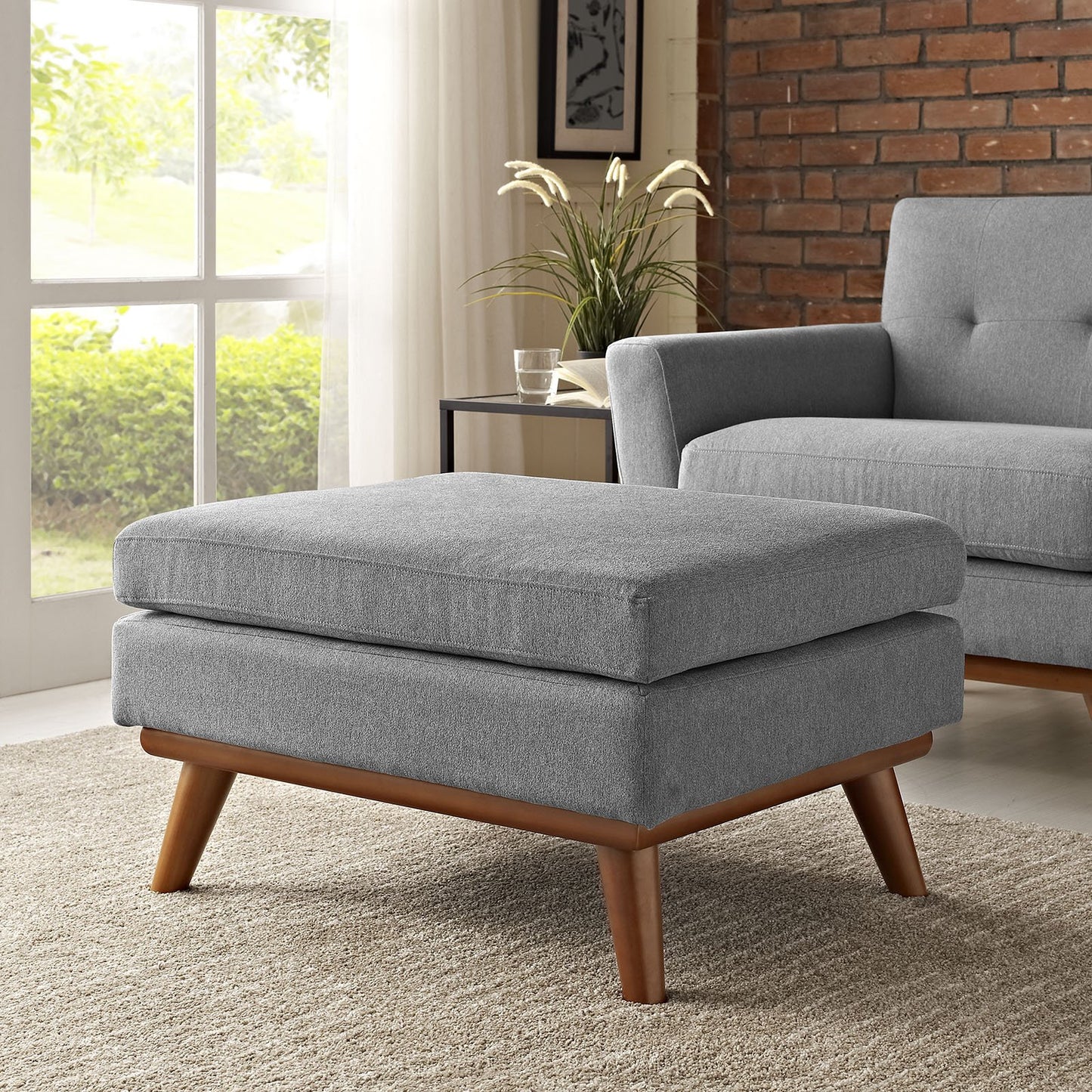 ottomans | CasaFoyer Engage Ottoman | Curved Design | Plush & Relaxing | Sturdy Rubberwood Frame | Expectation Gray | casafoyer.myshopify.com