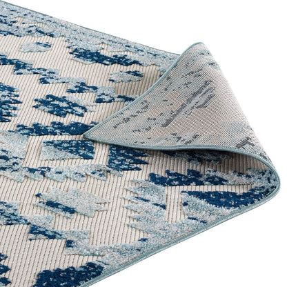 area rugs | CasaFoyer Reflect Takara Distressed Contemporary Abstract Diamond Moroccan Trellis Indoor/Outdoor Area Rug | 8x10 | Ivory/Blue | casafoyer.myshopify.com