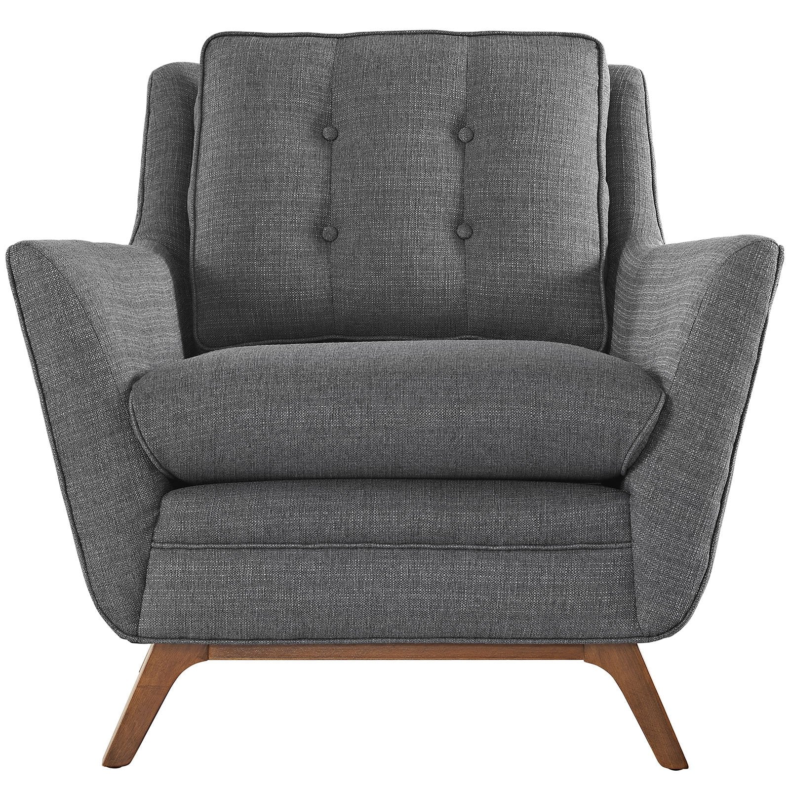 home office desk chairs | CasaFoyer Beguile Collection | Mid-Century Style Armchair | Walnut Base | Gray Upholstery | casafoyer.myshopify.com