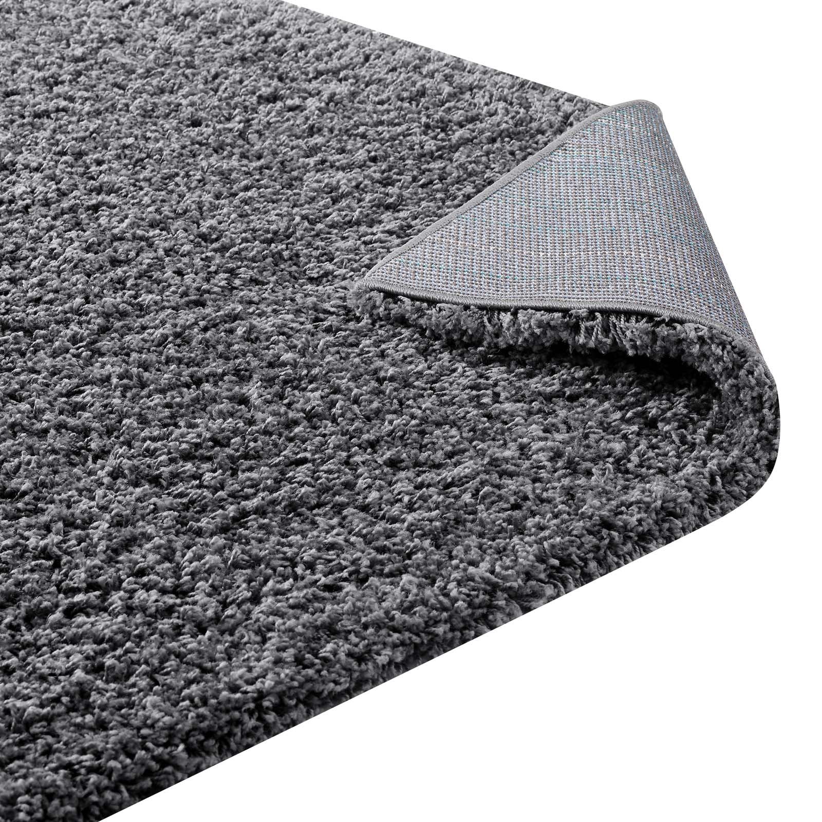 area rugs | CasaFoyer Enyssa Solid Shag Area Rug | Durable Polypropylene | Non-Shedding | Stain Resistant | 5x8 Dark Gray | casafoyer.myshopify.com