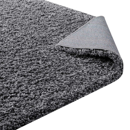 area rugs | CasaFoyer Enyssa Solid Shag Area Rug | Durable Polypropylene | Non-Shedding | Stain Resistant | 5x8 Dark Gray | casafoyer.myshopify.com