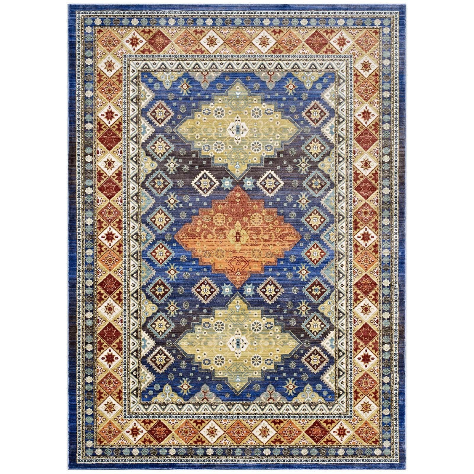 area rugs | CasaFoyer Atzi Distressed Southwestern Diamond Floral Area Rug | Multicolored | 4x6 | Stain Resistant | Durable | Family-Friendly | Easy to Maintain | casafoyer.myshopify.com