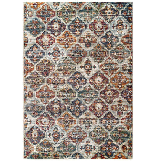 Carpet & Rugs | CasaFoyer Azalea Distressed Vintage Floral Lattice Area Rug | 8x10 | Multicolored | Stain-Resistant | Durable | Elegant | casafoyer.myshopify.com