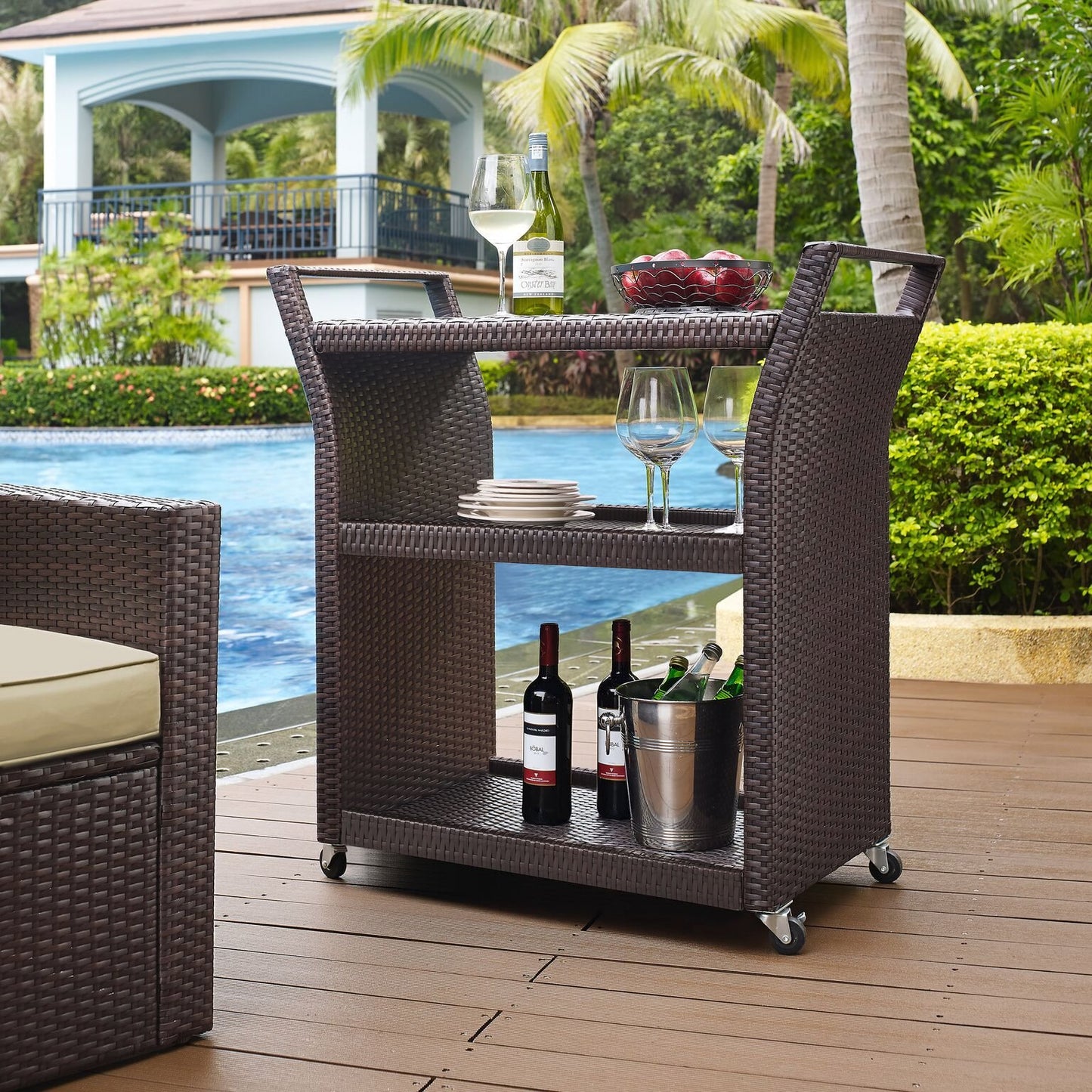 Kitchen Cart | CasaFoyer Outdoor Bar Cart | Convenient, Stylish, and Durable | Spacious Serving Surface | Open Storage | Easy Mobility | casafoyer.myshopify.com