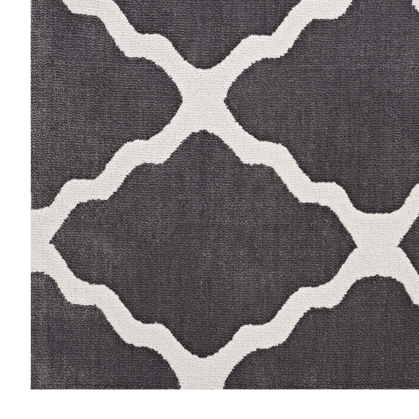 area rugs | CasaFoyer Marja Moroccan Trellis Area Rug | Soft Polyester Microfiber | Lattice Design | Stain Resistant | Easy to Maintain | 5x8 Charcoal & Ivory | casafoyer.myshopify.com