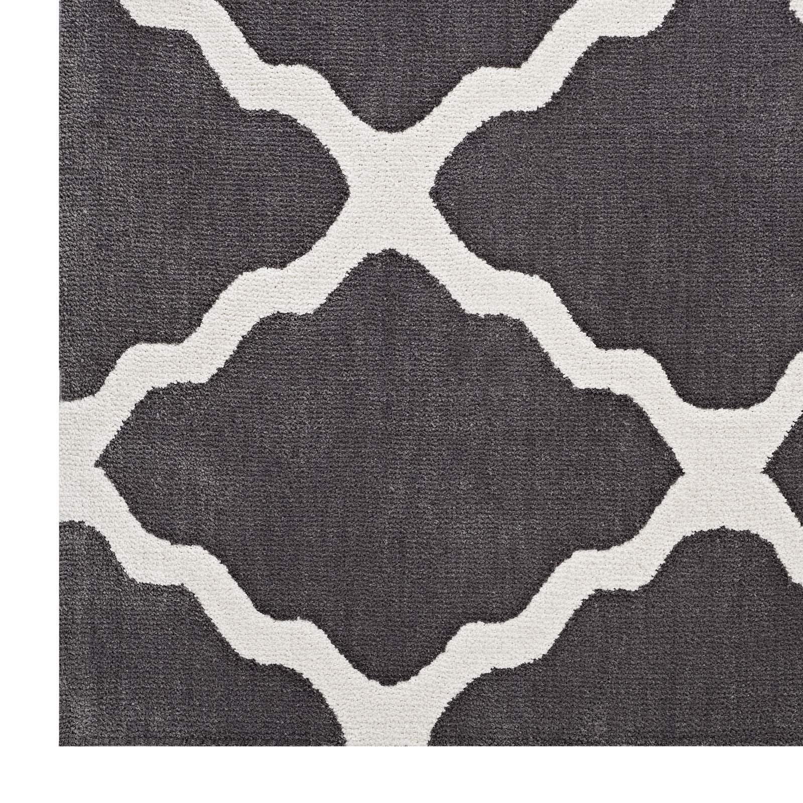 area rugs | CasaFoyer Marja Moroccan Trellis Area Rug | Soft Polyester Microfiber | Lattice Design | Stain Resistant | Easy to Maintain | 5x8 Charcoal & Ivory | casafoyer.myshopify.com