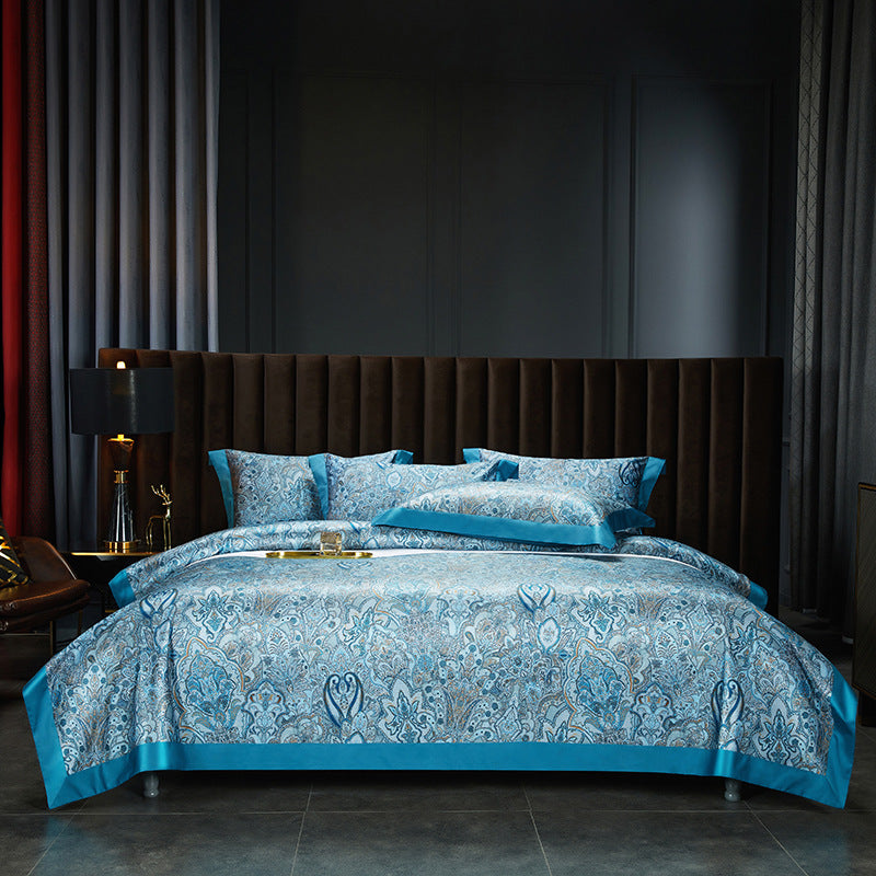 Bed Linen | CasaFoyer 140TC Cotton Satin Digital Printed Four-piece Bedding Set | casafoyer.myshopify.com