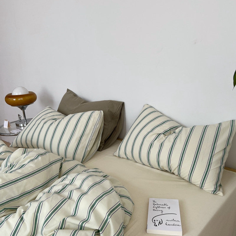 Bed Linen | CasaFoyer Cotton Fabric Striped Four-piece Set | casafoyer.myshopify.com