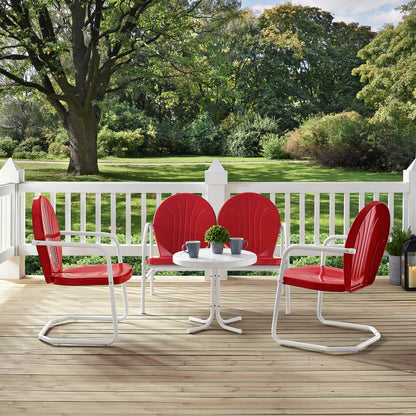 Patio Furniture Sets | Griffith Metal Outdoor Furniture Collection | Nostalgic Relaxation | Loveseat, 2 Chairs & Side Table | Red & White Finish | casafoyer.myshopify.com