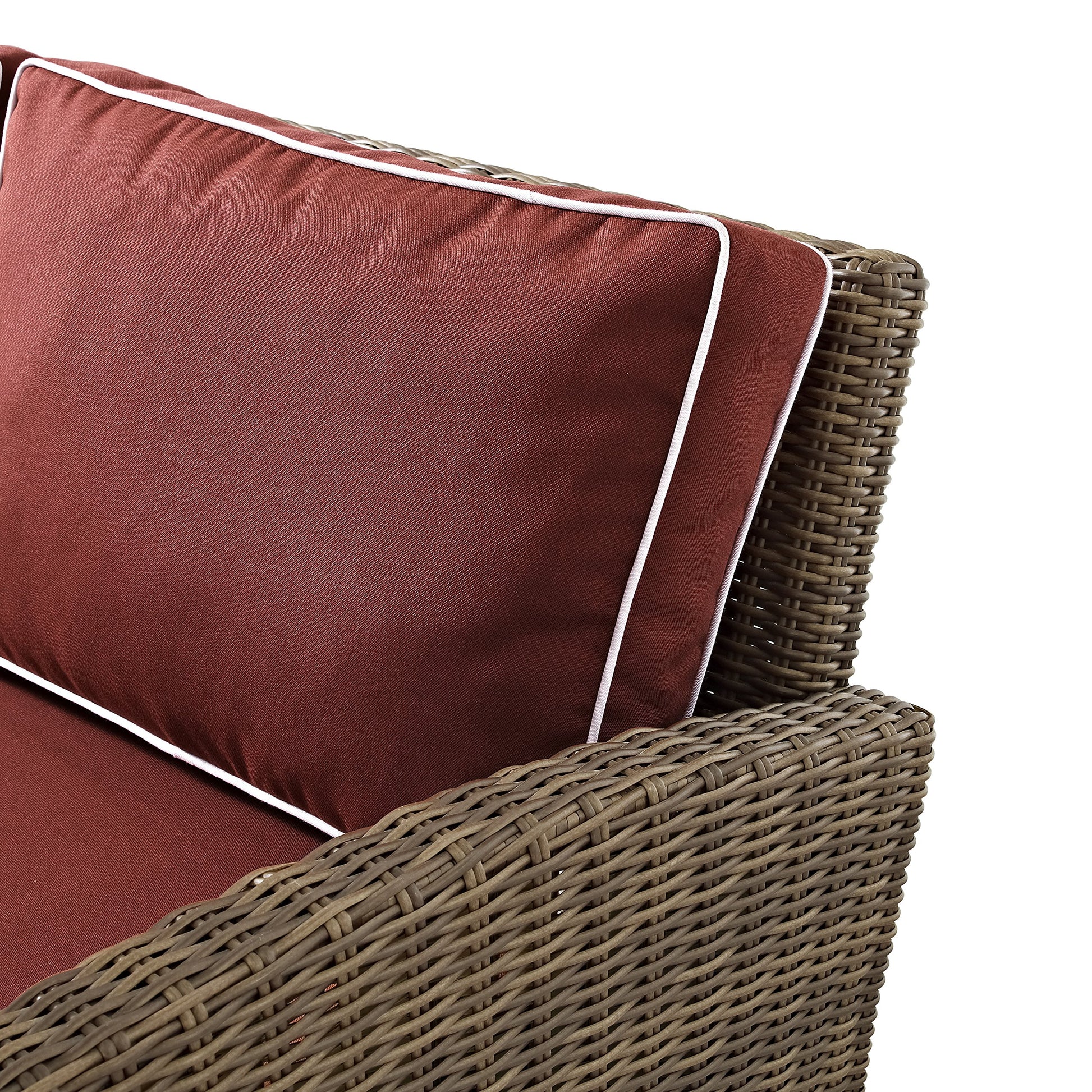 Patio Furniture Sets | CasaFoyers Bradenton Collection | Luxurious Outdoor Wicker Loveseat with Sangria Cushions | Enhance Your Outdoor Entertaining | casafoyer.myshopify.com