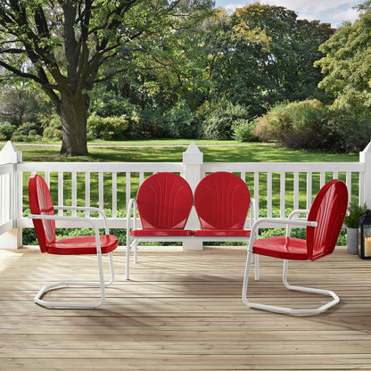 Patio Furniture Sets | Griffith Metal Outdoor Furniture Collection | Ultimate Relaxation Experience | Loveseat & 2 Chairs | Red Finish | Nostalgically Inspired | Durable & Weatherproof | Create Timeless Memories in Style | casafoyer.myshopify.com