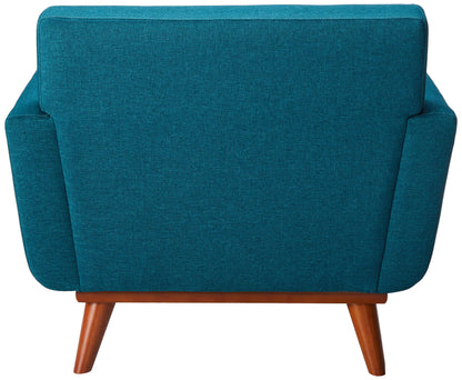 Chair | Engage Armchair | Cozy Lounging Experience | Plush Cushion | Tufted Buttons | Cherry Wood Legs | Teal Fabric | casafoyer.myshopify.com