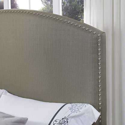 Bed | Cassie Bedset | Timeless Style | Curved Headboard | Shadow Gray | Antique Brass/Nickel Trim | Sturdy Frame | Easy Assembly | casafoyer.myshopify.com