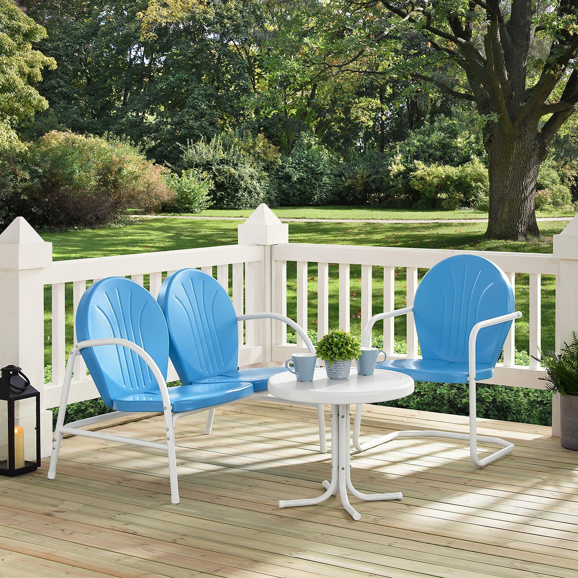 Patio Furniture Sets | Griffith Metal Outdoor Furniture Set | Durable & Stylish Seating | Ultimate Relaxation | Sky Blue & White Finish | casafoyer.myshopify.com