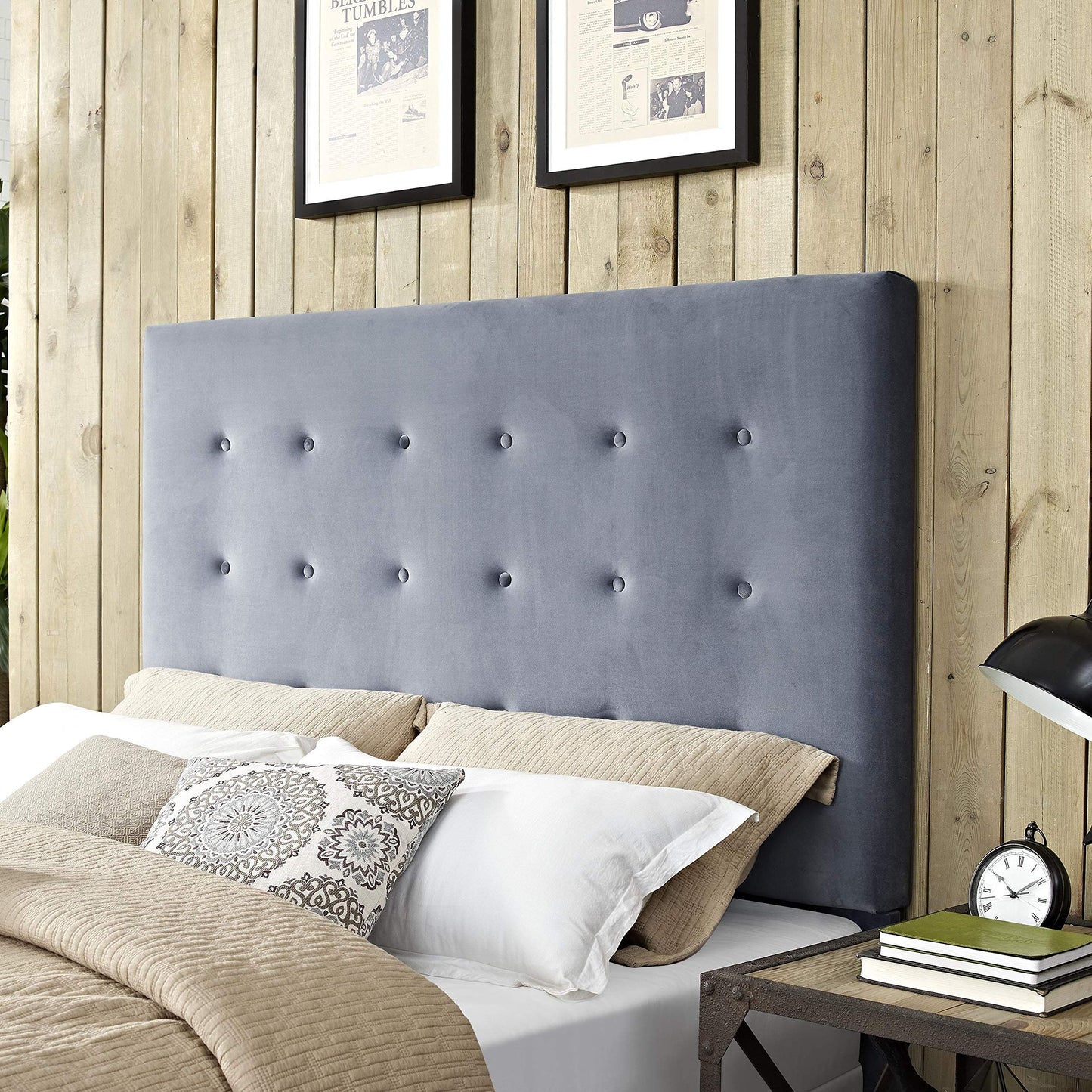 Bed | Reston Bedset | Elegant & Refined | Tufted Headboard | Cornflower Linen Upholstery | Easy Assembly | Robust Frame | King/Cal King | casafoyer.myshopify.com