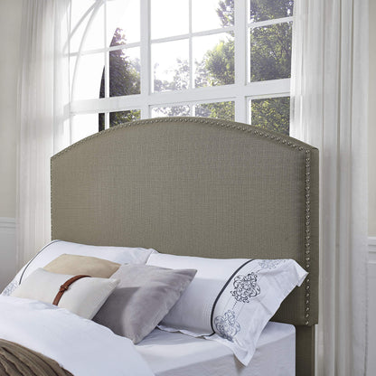 Bed | Cassie Bedset | Timeless Style | Curved Headboard | Shadow Gray | Antique Brass/Nickel Trim | Sturdy Frame | Easy Assembly | casafoyer.myshopify.com