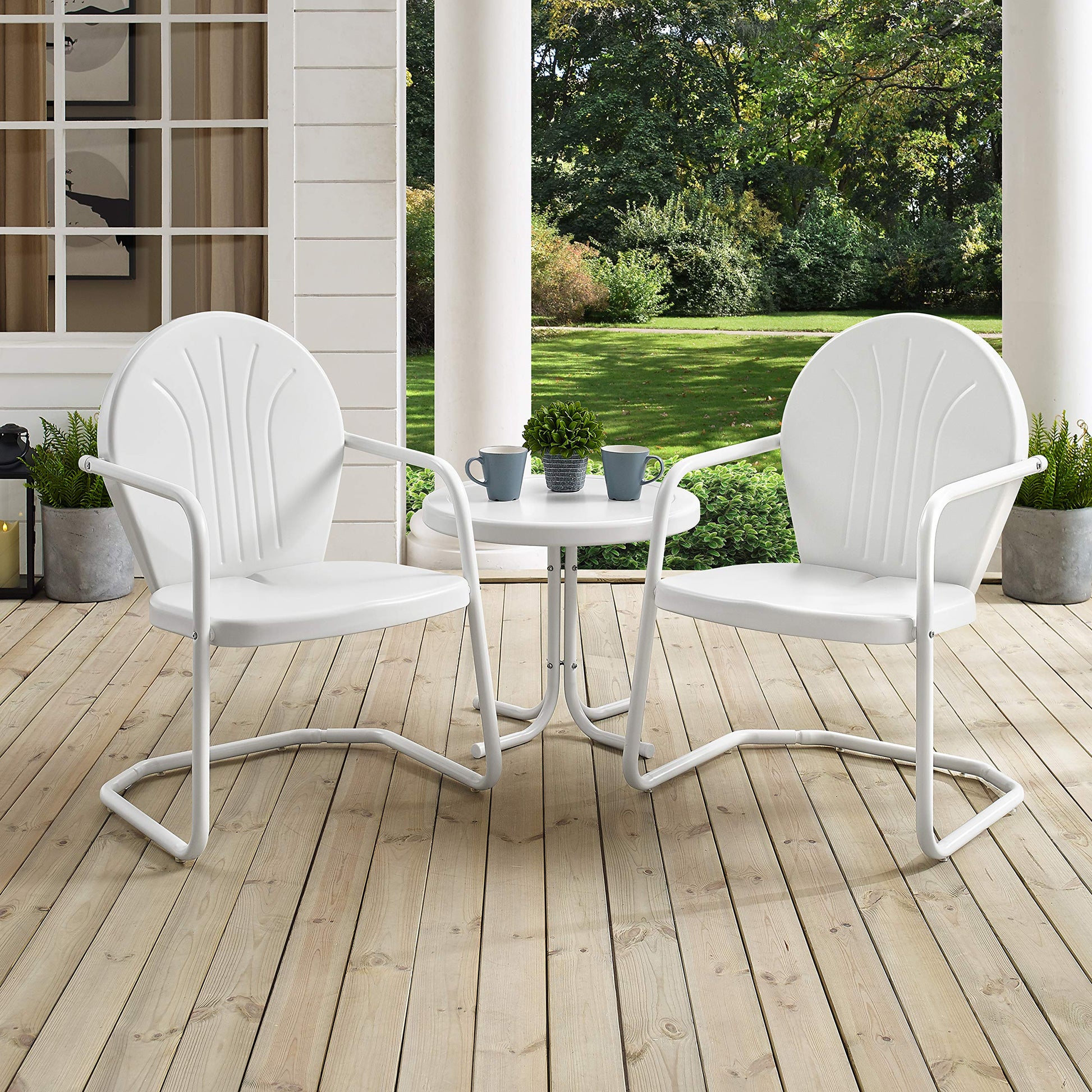 Patio Furniture Sets | Griffith Metal Outdoor Furniture Set | Nostalgic Design | Unparalleled Comfort & Durability | White Finish | 3 Piece Seating Set | casafoyer.myshopify.com