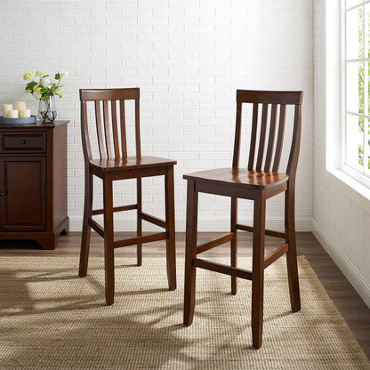 Dining Table | School House Style Bar Stool | Durable Hardwood | Contoured Seats | 30 Seat Height | Ideal for Dining or Pub Tables | Set of 2 | casafoyer.myshopify.com