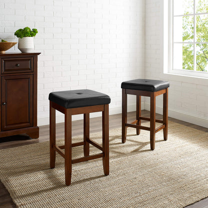 Dining Table | Ultimate Comfort and Style | Upholstered Square Seat Stool | Solid Hardwood | Simulated Brown Leather | Stain & Spill Resistant | 24 Seat Height | Ideal for Dining or Counter Seating | casafoyer.myshopify.com