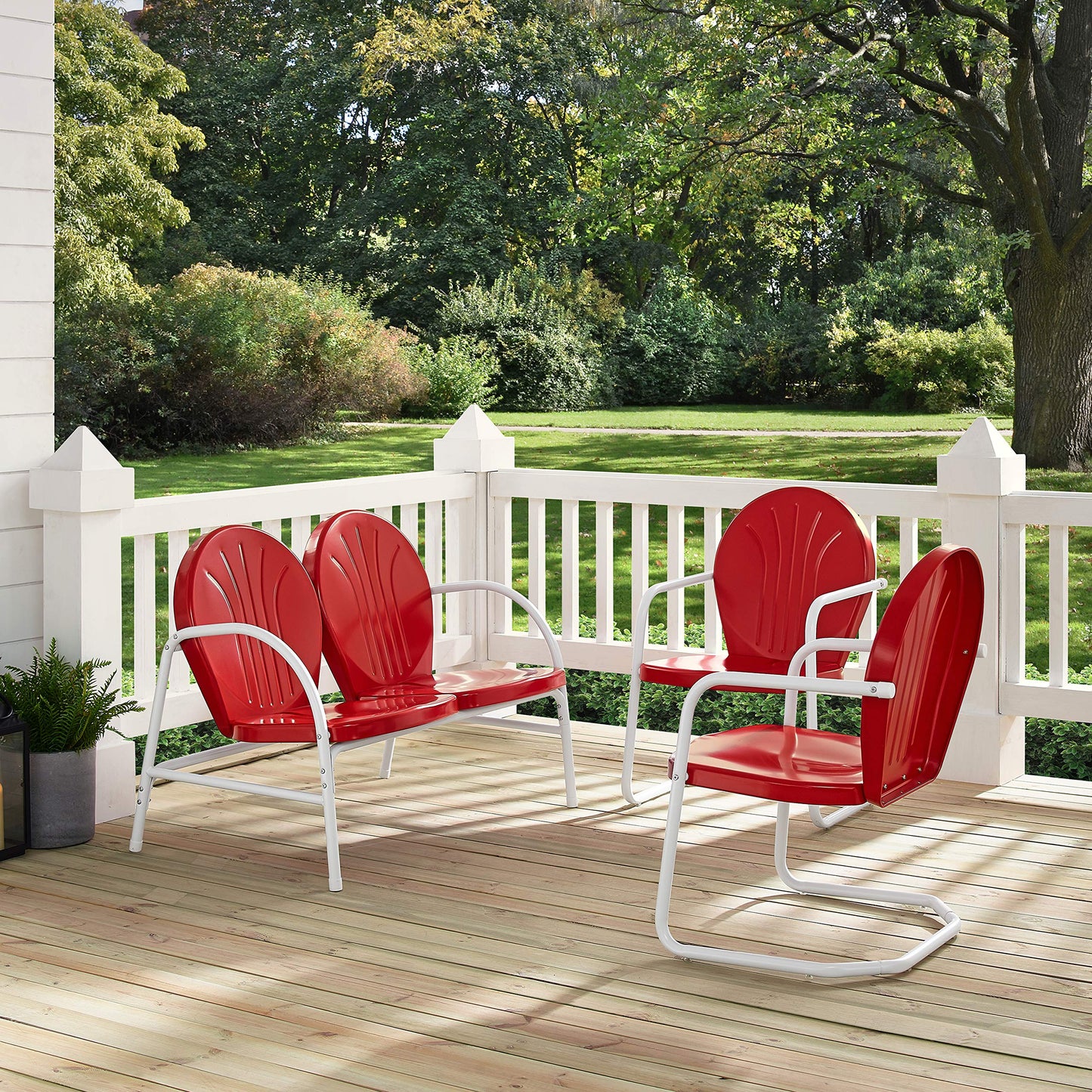 Patio Furniture Sets | Griffith Metal Outdoor Furniture Collection | Ultimate Relaxation Experience | Loveseat & 2 Chairs | Red Finish | Nostalgically Inspired | Durable & Weatherproof | Create Timeless Memories in Style | casafoyer.myshopify.com