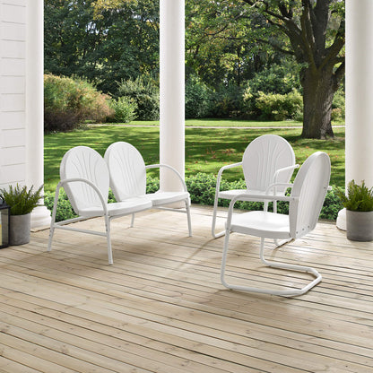 Patio Furniture Sets | Griffith Metal Outdoor Furniture Set | Ultimate Relaxation | Nostalgic Design | Durable & Weather-resistant | Loveseat & 2 Chairs | White Finish | casafoyer.myshopify.com